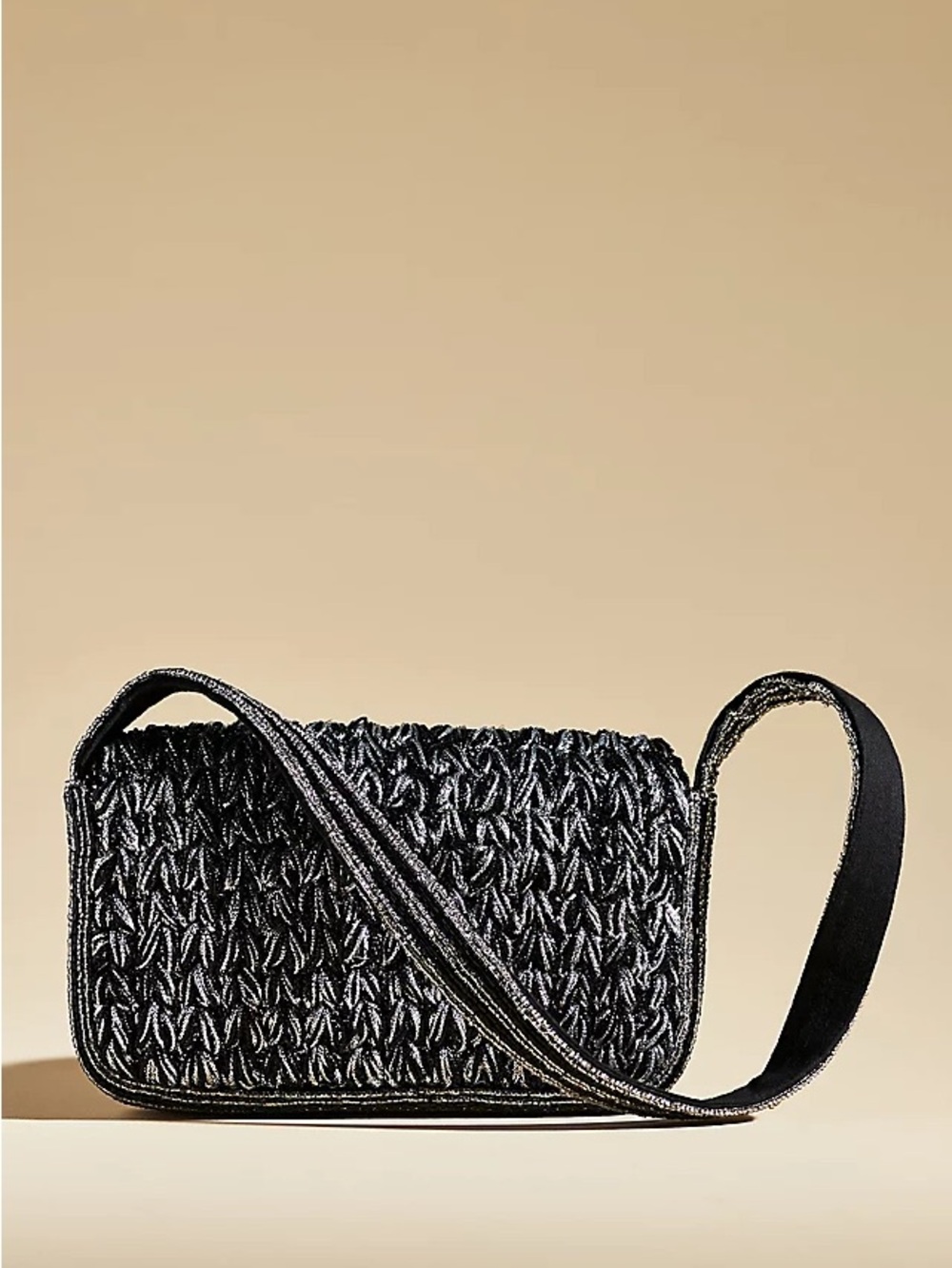 Maeve by Anthropologie Woven Textured Shoulder Bag in Black